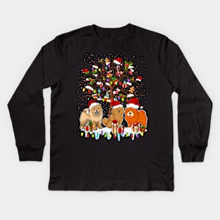 Chow Chow Christmas Tree Santa Kids Long Sleeve T-Shirt